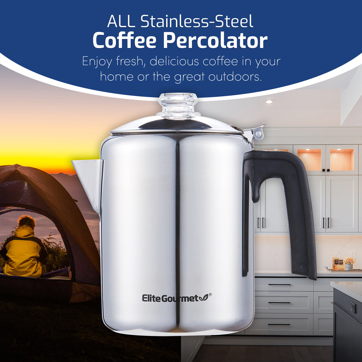 8 Cup Stainless Steel Stovetop Coffee Percolator – Shop Elite