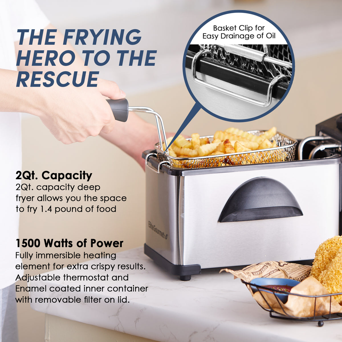 4Qt. Dual Basket Deep Fryer [EDF-401T] – Shop Elite Gourmet