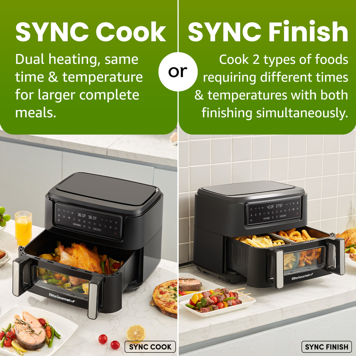 11Qt. Dual Zone Air Fryer Oven with 2 Independent Cook Zones Shop