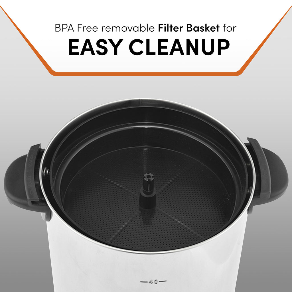 BPA Free removable Filter Basket for EASY CLEANUP