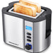 2 slice stainless steel toaster with LED display. 