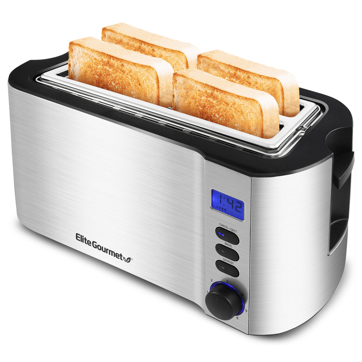 Best Buy: Elite Gourmet 4-Slice Extra-Long/Extra-Wide-Slot Toaster White  ECT-4829