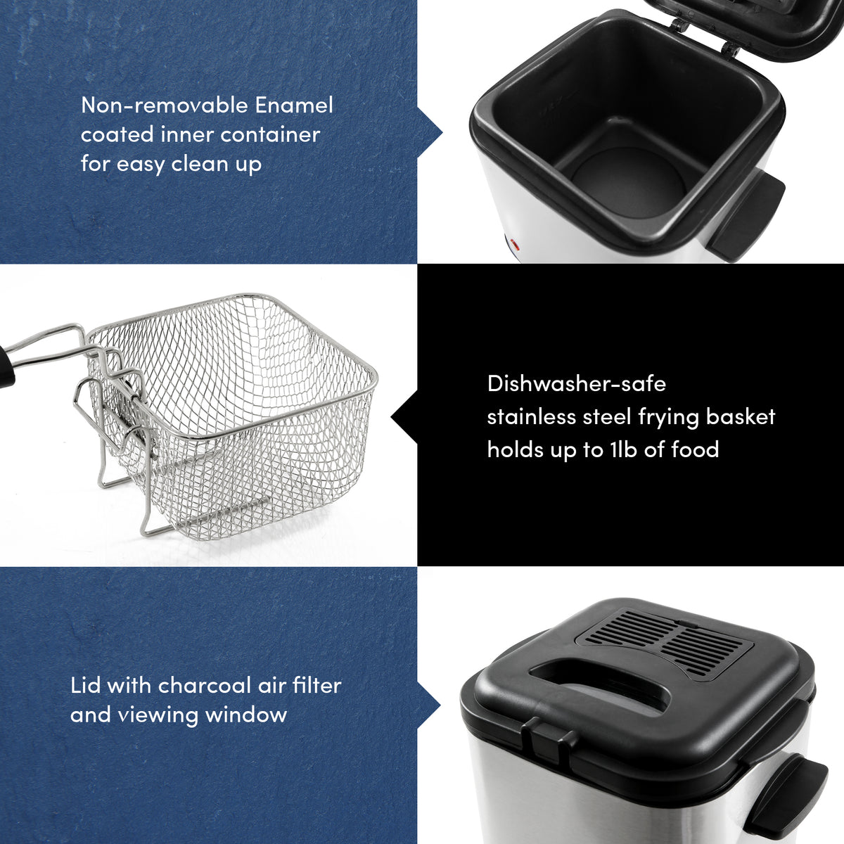 Small Deep Fryer Pot with basket, Mini Deep Oil Fryer with Anti