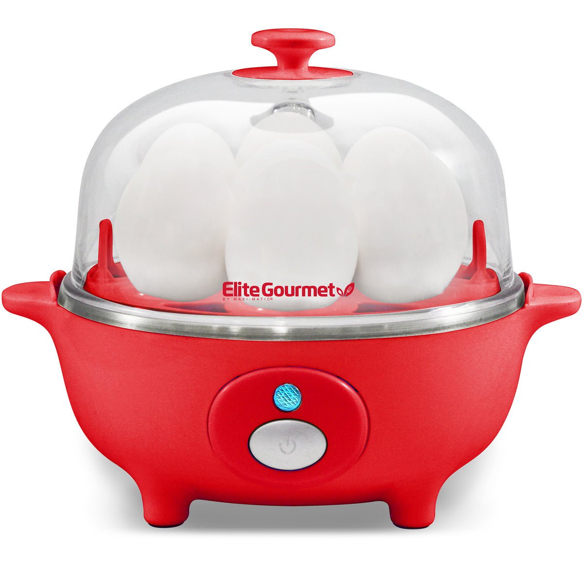 Euro Cuisine Electric Egg Cooker 5Eggs and Food Steamer Red