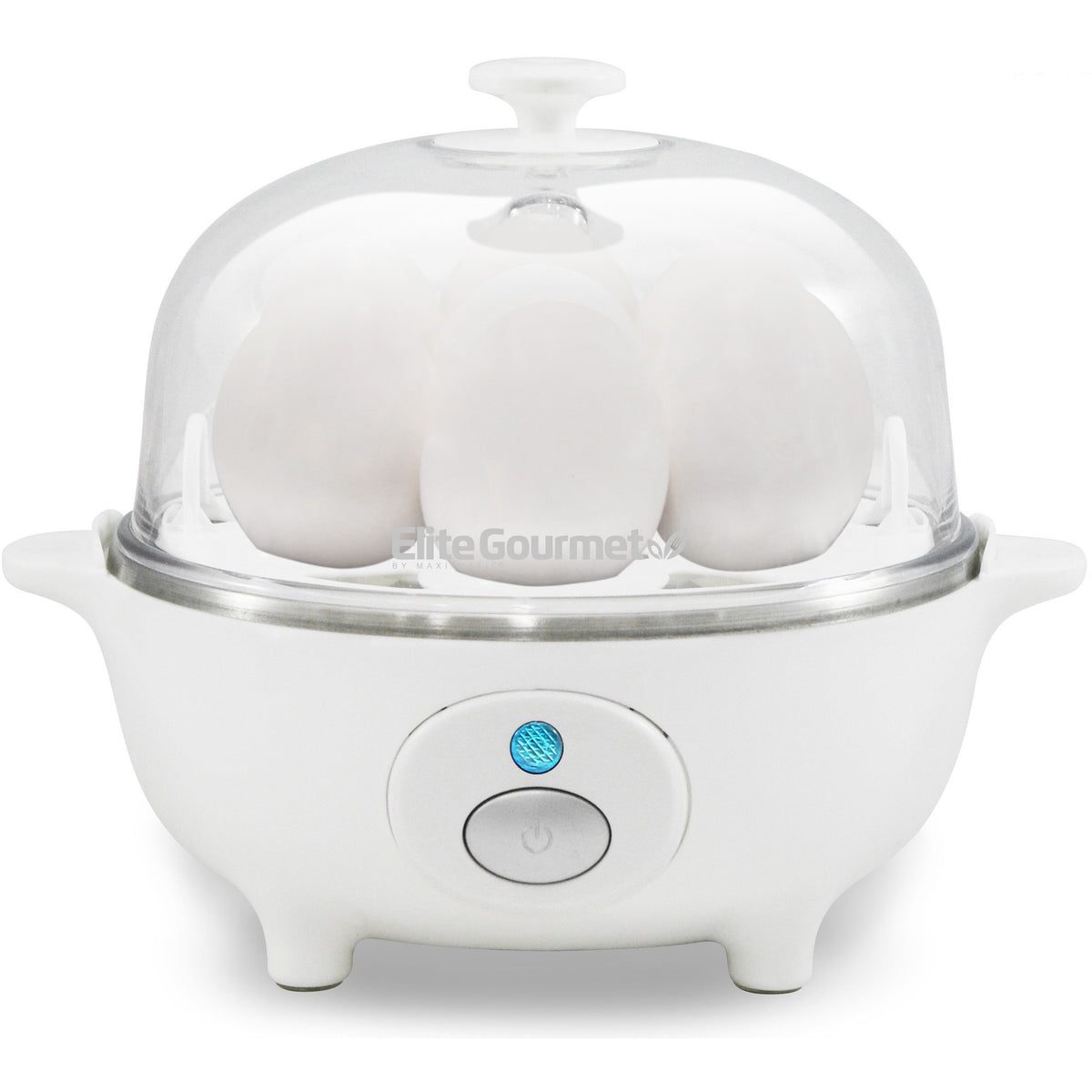 Elite Gourmet EGC648 Easy Electric Poacher, Omelet Eggs & Soft, Medium, Hard-Boiled Egg Boiler Cooker with Auto Shut-Off and Buzzer, Measuring Cup