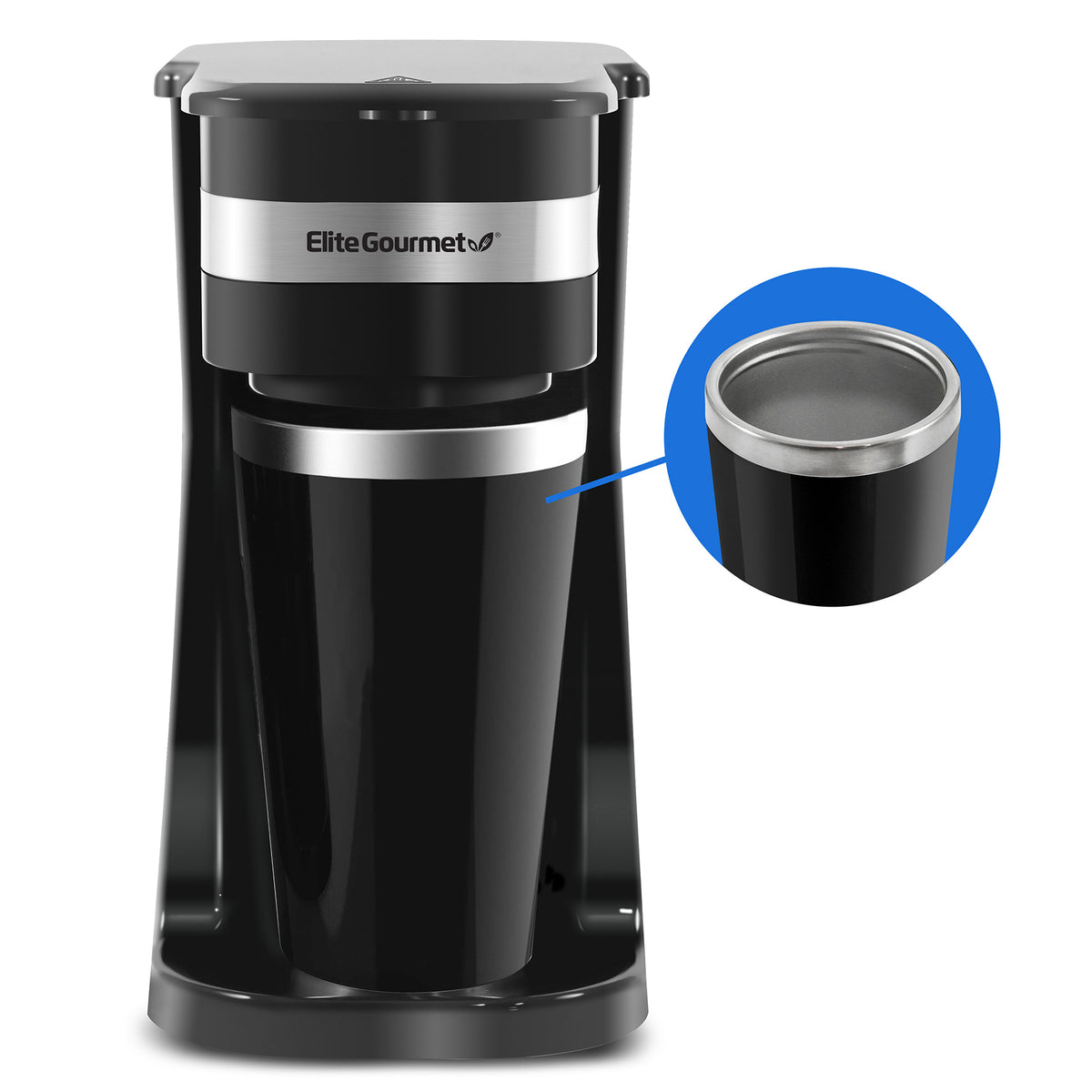 Elite Gourmet Single Serve Personal Coffee Maker with Stainless Steel Travel  Mug Black EHC111A - Best Buy