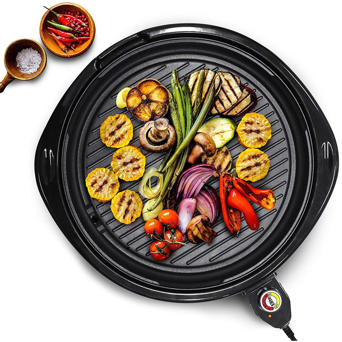 Indoor Smokeless Electric Grill Griddle Cast Iron Plate Drip Tray Glass Lid  BBQ