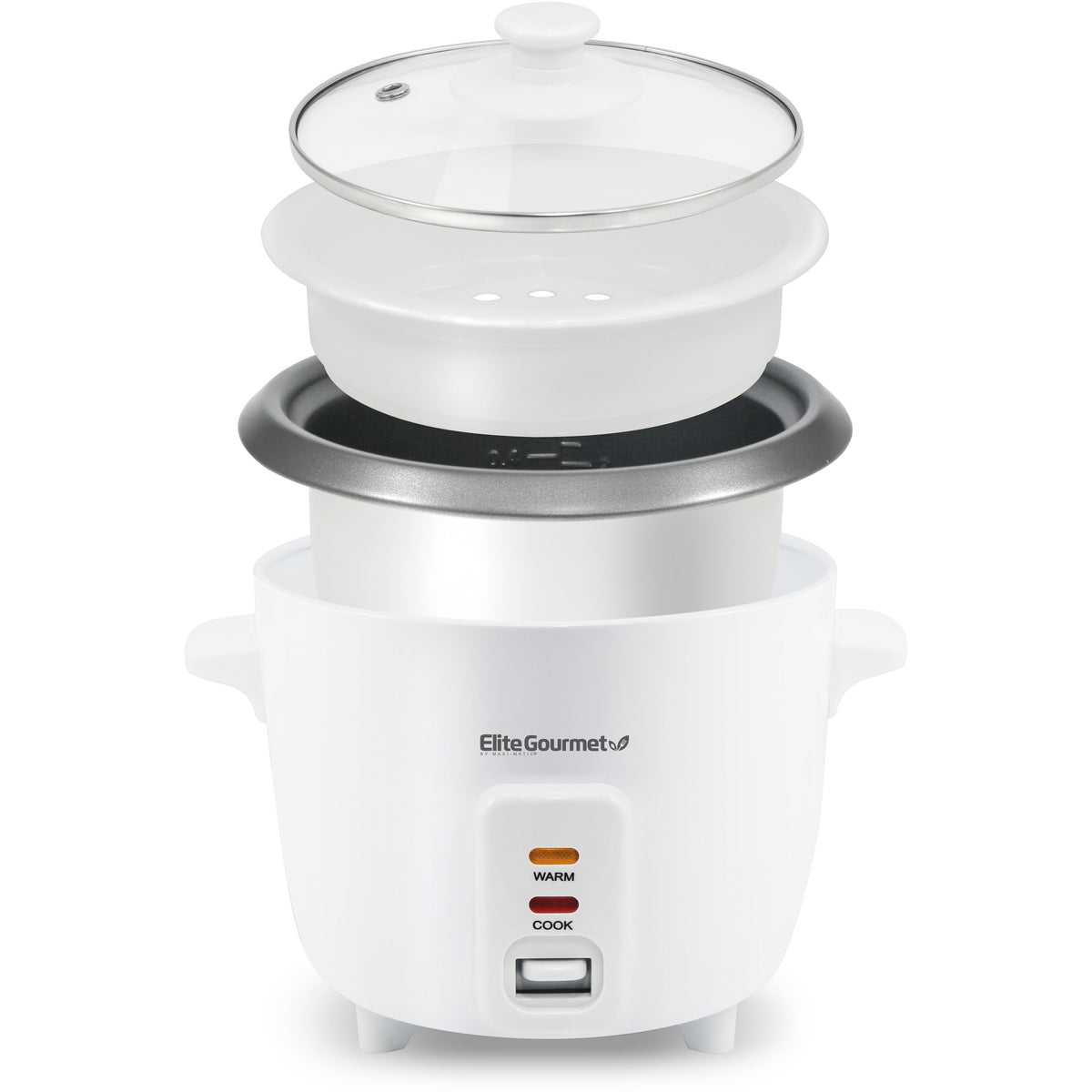 3-Cup Electric Rice Cooker With Keep-Warm Function, White