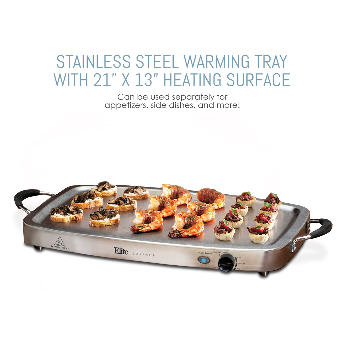 Elite Gourmet EWM-6122 Dual Tray Buffet Server Stainless Steel