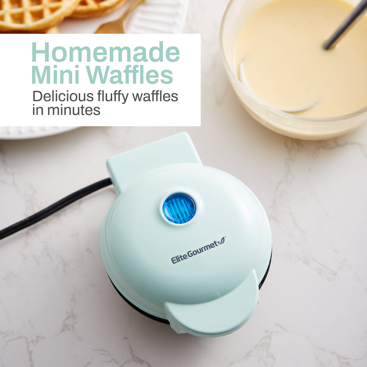 5 Nonstick Mini Waffle Breakfast Maker (Mint)