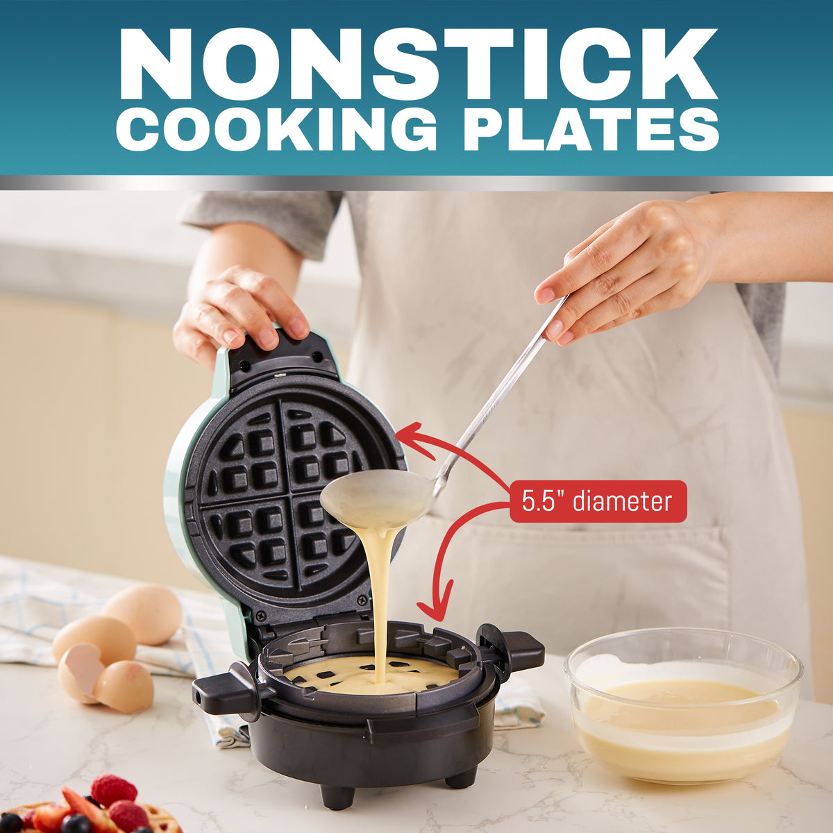 Waffle Maker, Non-Stick Cooking Plates, Mini Waffle Maker, Clean