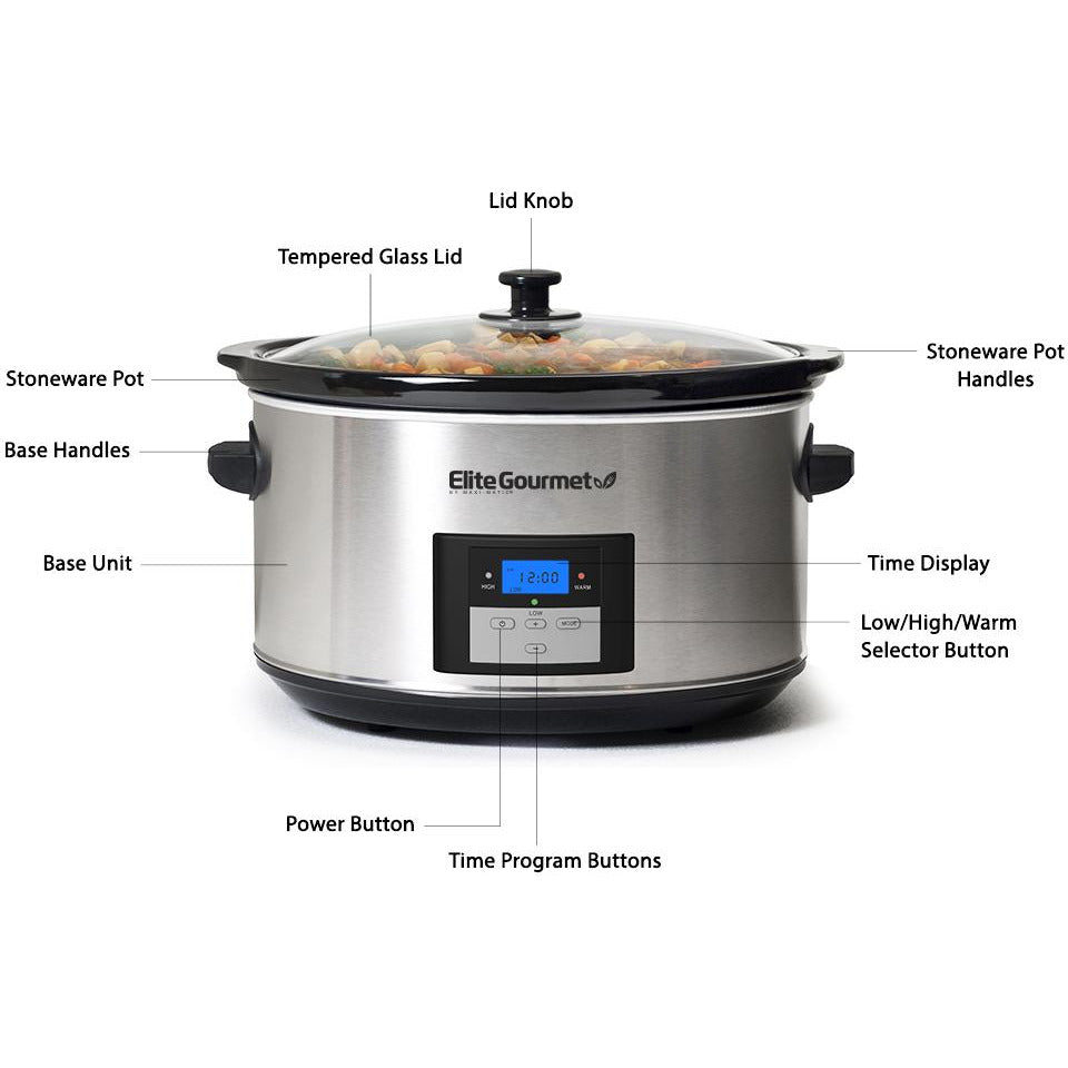 8.5 Qt. Programmable Stainless Steel Slow Cooker – Shop Elite