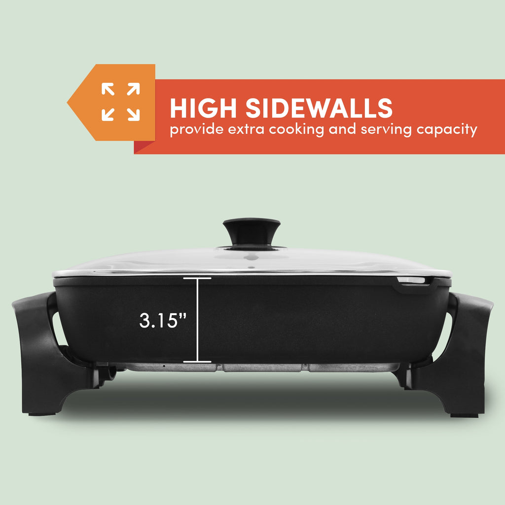 HIGH SIDEWALLS provide extra cooking and serving capacity. 3.15" Wall height