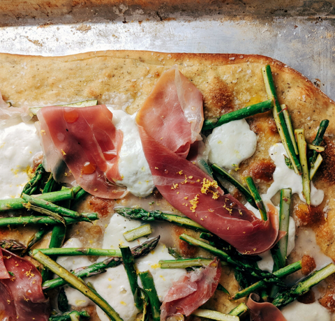 Burrata Asparagus Pizza