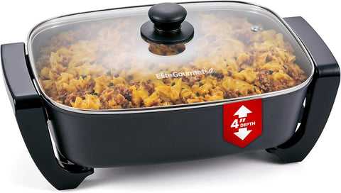 15" x 12" x 4" Electric Skillet, Xtra Deep Dish, Ceralast™ PFAS Free Ceramic
