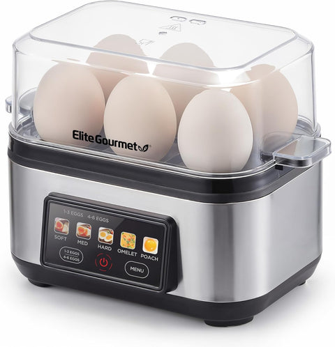 6-Egg EggLogic™ Digital Easy Egg Cooker (Stainless Steel)