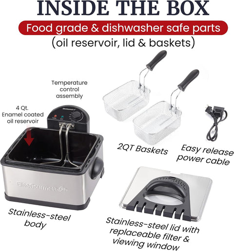 4Qt. Dual Basket Deep Fryer with Lid