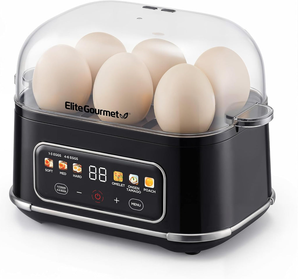 6-Egg EggLogic™ Digital Easy Egg Cooker (Black)