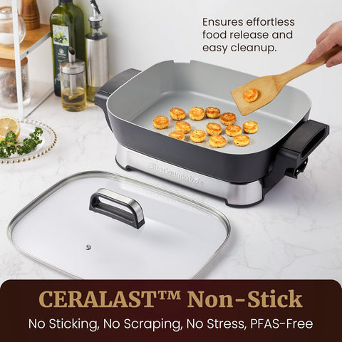15" x 12" x 3" Stow-Away Foldable Ceralast™ Electric Skillet