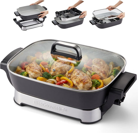 15" x 12" x 3" Stow-Away Foldable Ceralast™ Electric Skillet