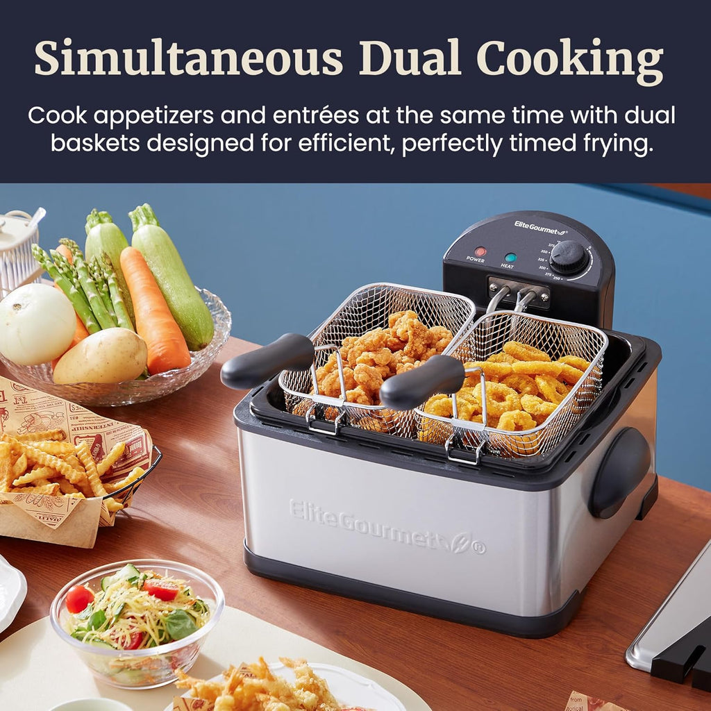 4Qt. Dual Basket Deep Fryer with Lid