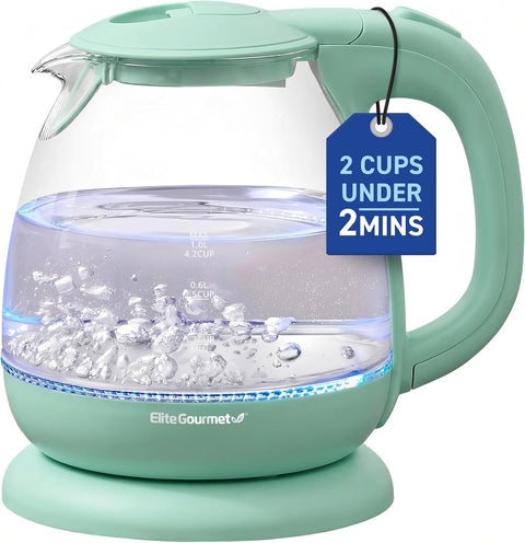 1L Electric BPA-Free Glass Kettle, Cordless 360°, Blue LED , Auto Shut-Off