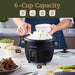 6-Cup Rice Cooker with Steam Tray and Non-Stick Inner Pot