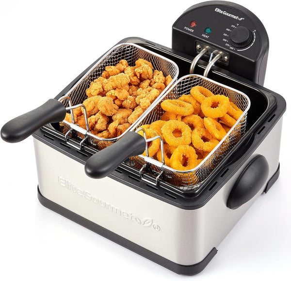 4Qt. Dual Basket Deep Fryer with Lid