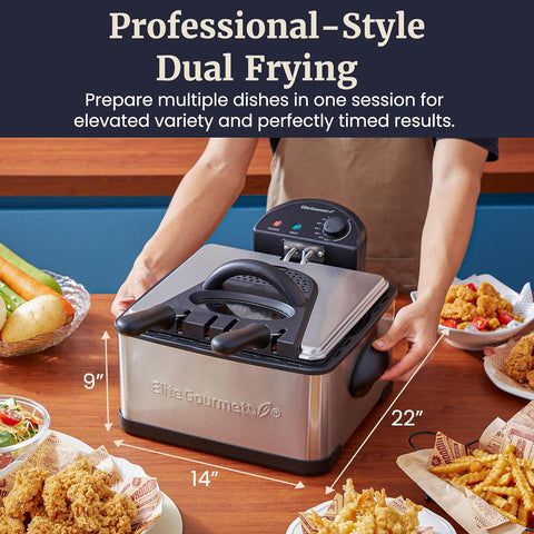 4Qt. Dual Basket Deep Fryer with Lid