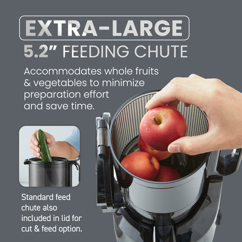 Masticating Slow Juicer with 5.2" Chute