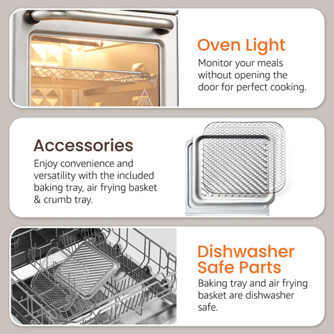 Compact 8.5Qt Air Fryer Oven (Stainless Steel)