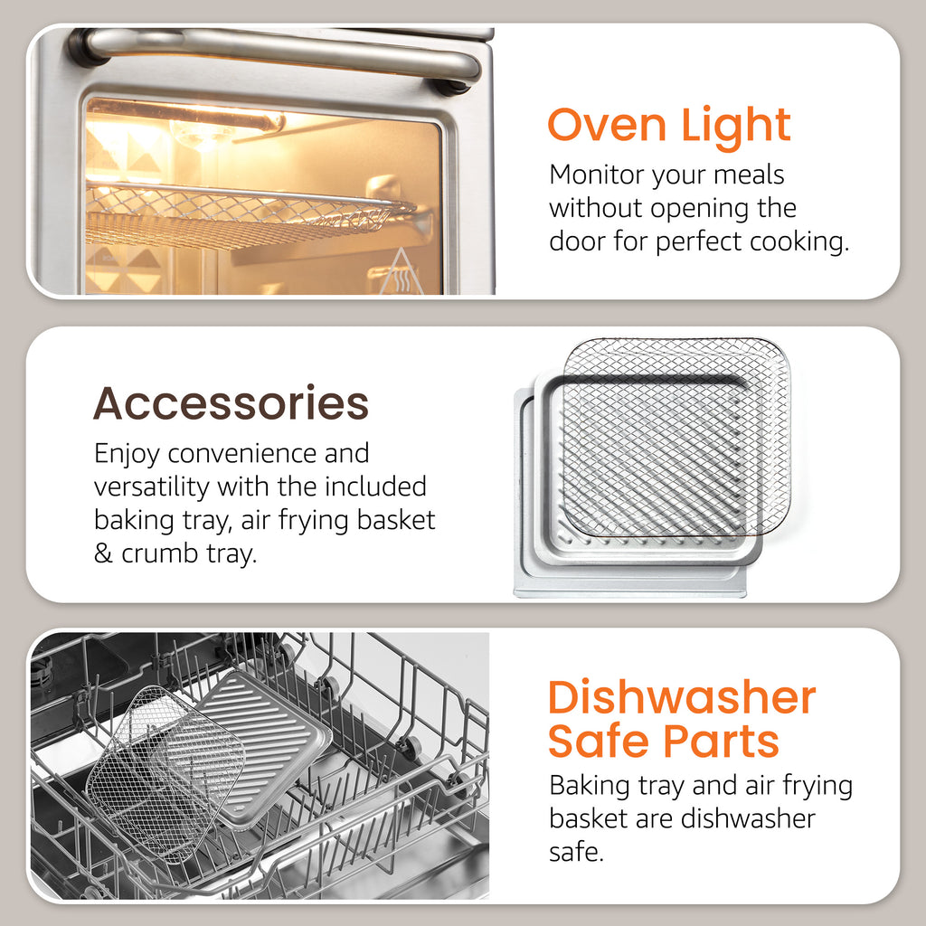 Compact 8.5Qt Air Fryer Oven (Stainless Steel)