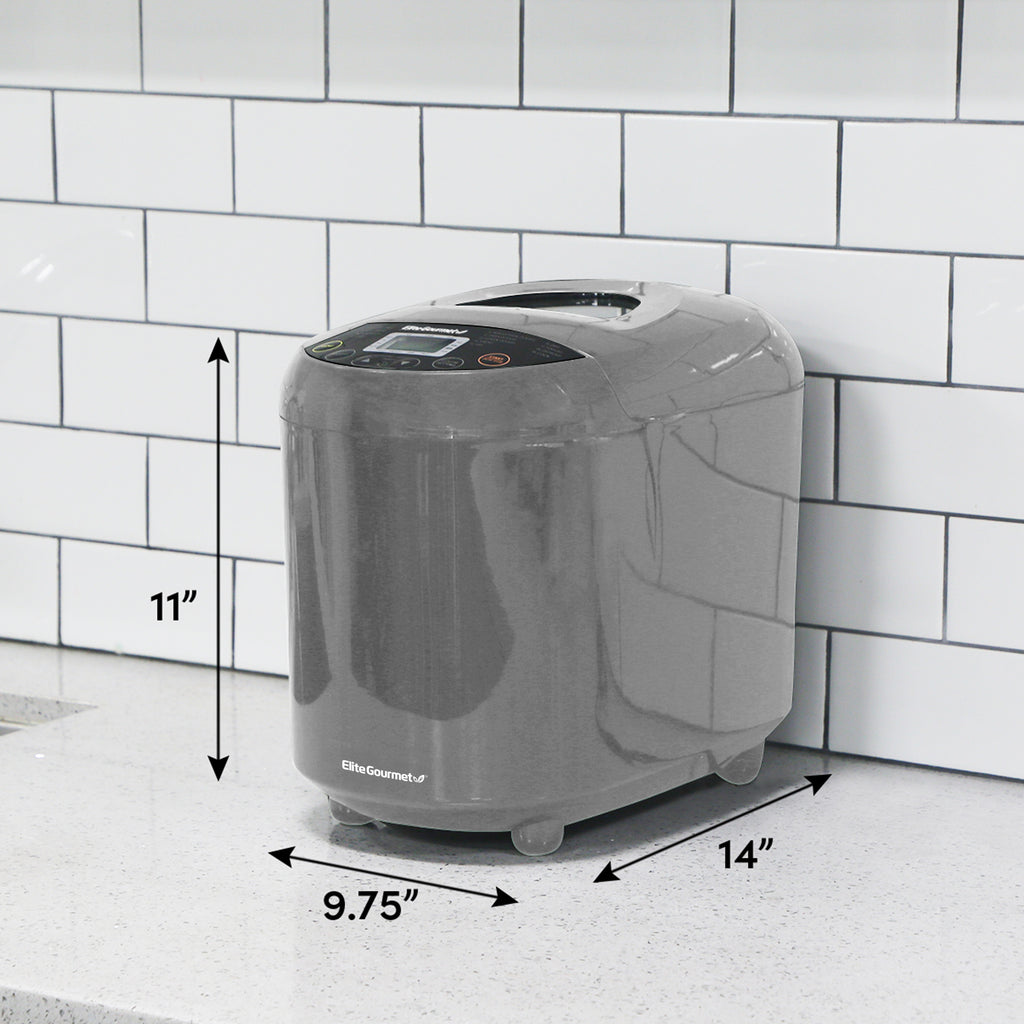 2 Lb Programmable Bread Maker Machine, 3 Loaf Sizes, 19 Menu Functions, Grey