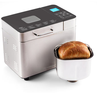2 Lb Programmable Bread Maker Machine, 3 Loaf Sizes, 19 Menu Functions, Stainless Steel