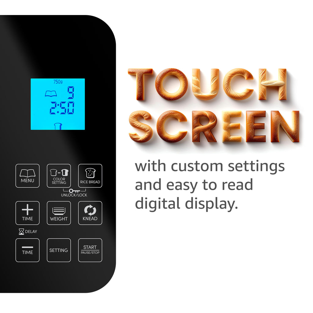 2 Lb Programmable Bread Maker Machine, 3 Loaf Sizes, 19 Menu Functions, Stainless Steel