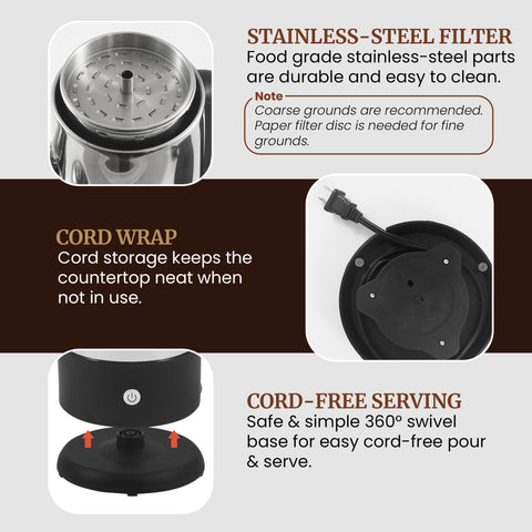12 Cup Stainless Steel Electric Coffee Percolator