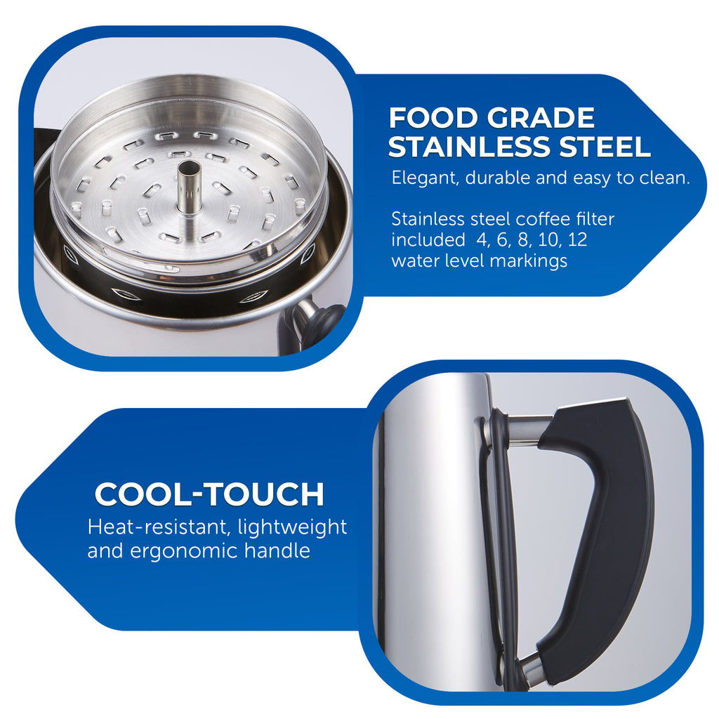 Elite Gourmet Stainless Steel 12 Cup Percolator EC812 - 20507277