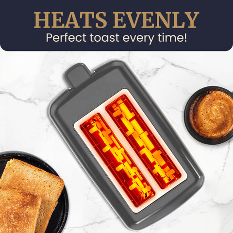 2 Slice Cool Touch Toaster with 6 Temperature Settings & Extra Wide 1.25" (Grey)