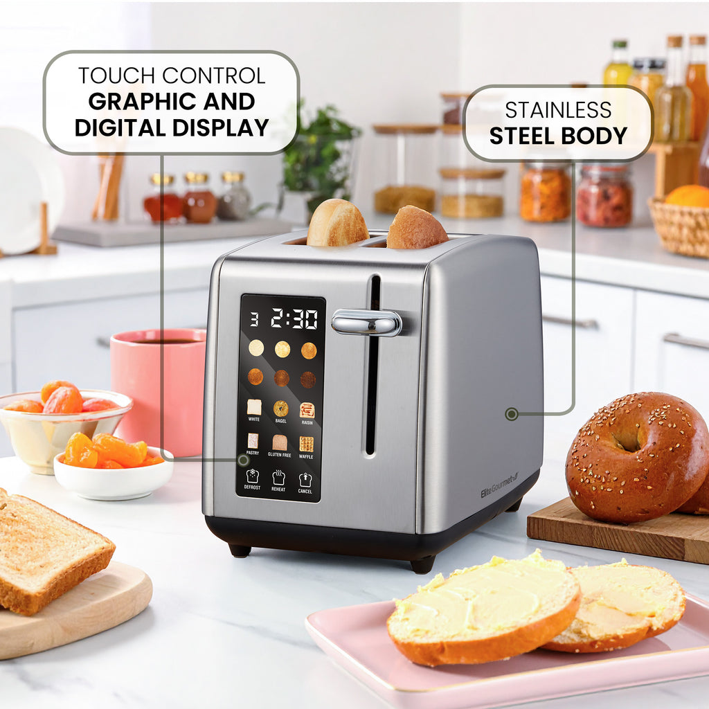 2 Slice Digital Stainless Steel Toaster with Touch Panel