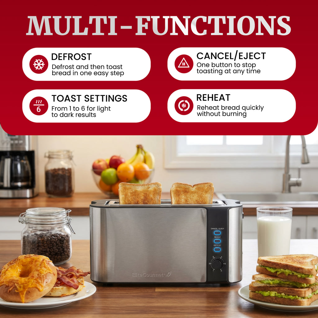 2 Slice Stainless Steel Long Toaster