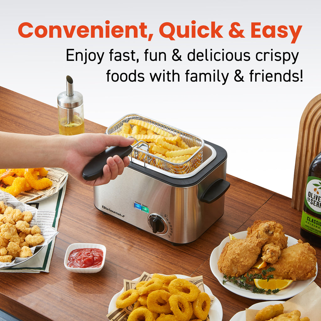 1.2 Qt. Electric Immersion Deep Fryer with Lid