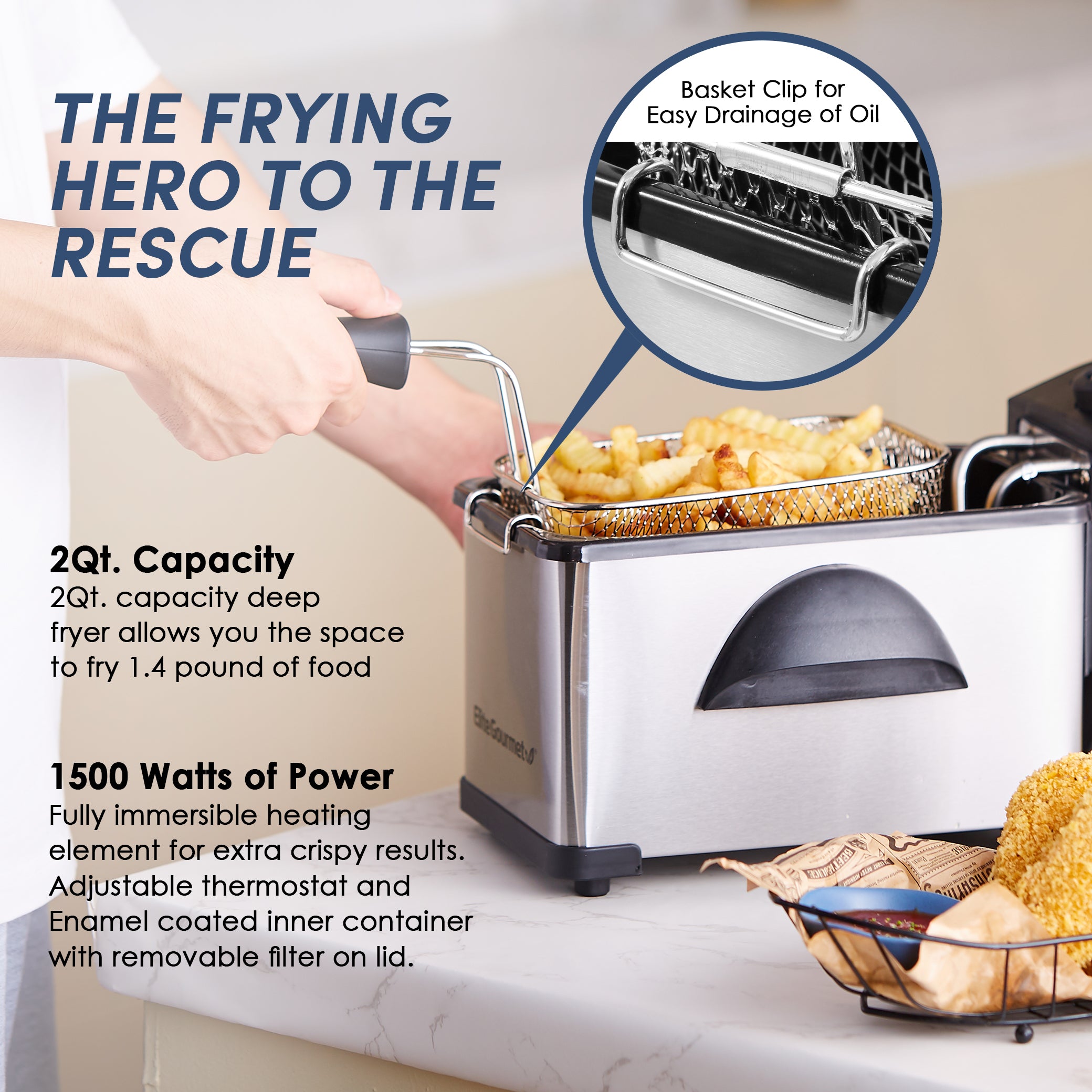 2 Qt Electric Immersion Deep Fryer – Shop Elite Gourmet - Small