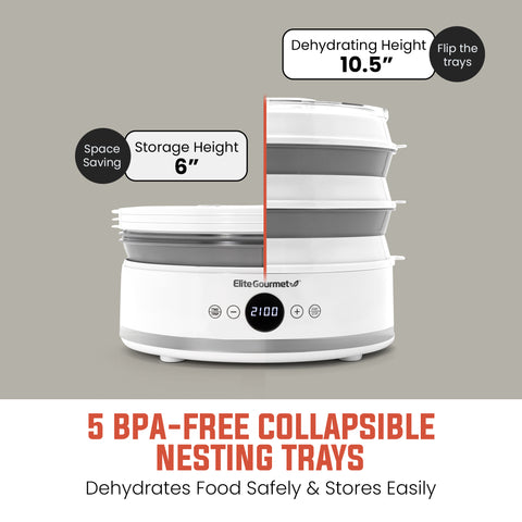 5 Tier Digital Food Dehydrator with BPA Free SlimStore™ Collapsible Trays