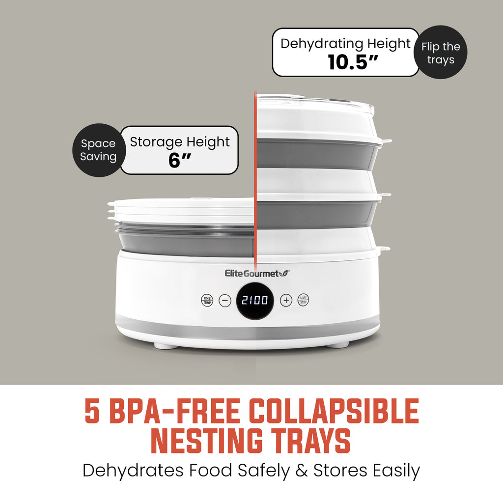 5 Tier Digital Food Dehydrator with BPA Free SlimStore™ Collapsible Trays