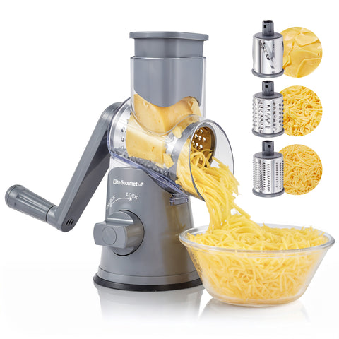 Rotary Cheese Grater with 3 Stainless-Steel Blades
