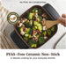 Electric Skillet 8"x8" PFAS-Free Ceramic Non-Stick