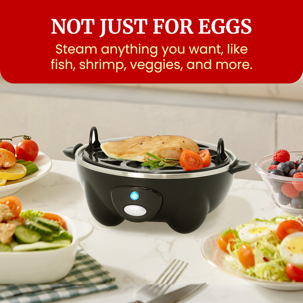 7-Egg Automatic Easy Egg Cooker, Steamer, Poacher (Black)