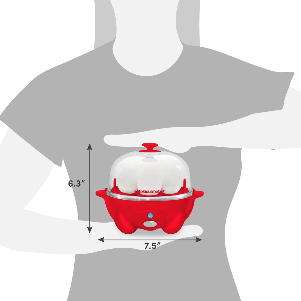 7-Egg Automatic Easy Egg Cooker, Steamer, Poacher (Red)