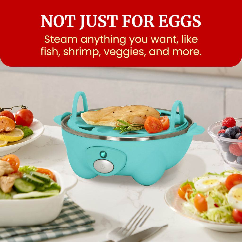 7-Egg Automatic Easy Egg Cooker, Steamer, Poacher (Teal)
