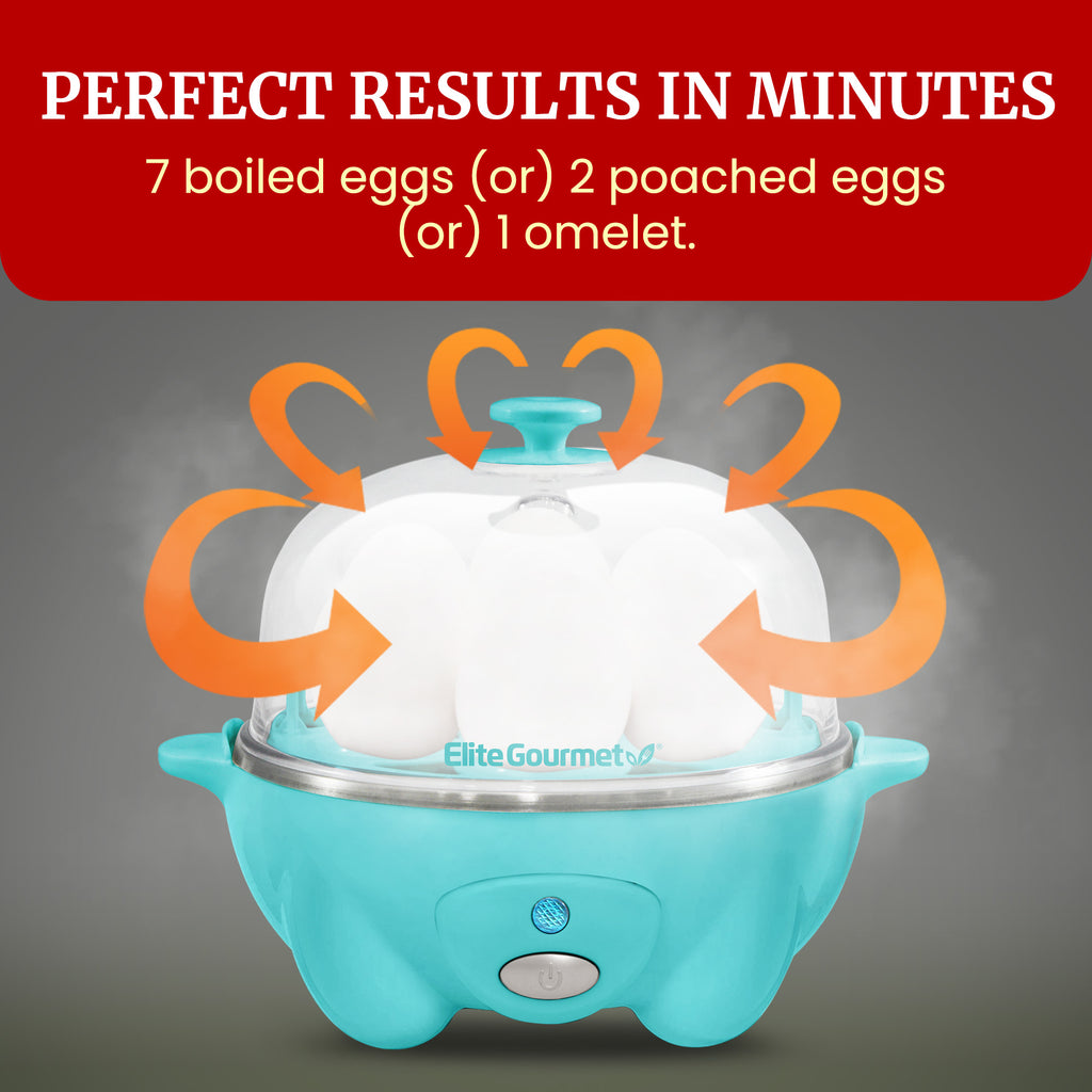 7-Egg Automatic Easy Egg Cooker, Steamer, Poacher (Teal)